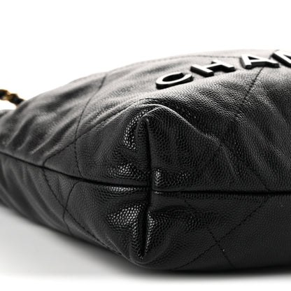 Chanel Shiny Caviar Quilted Monochrome Mini Chanel 22 Black
