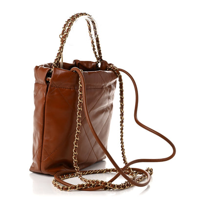 Chanel Shiny Calfskin Quilted Mini Chanel 22 Light Brown