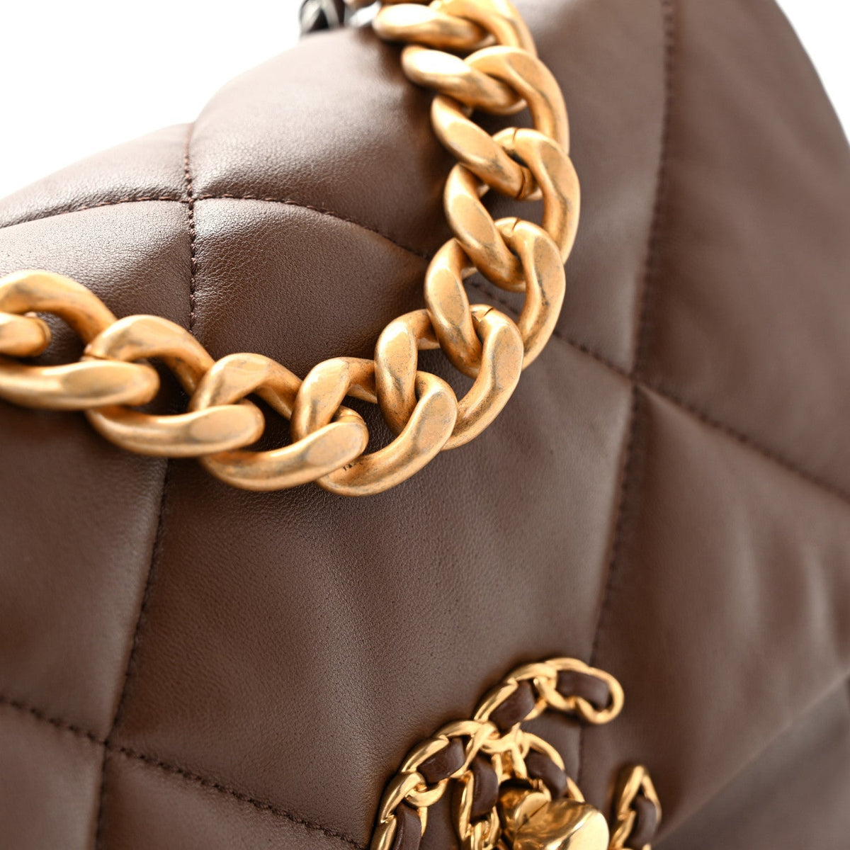 Chanel Lambskin Quilted Medium 19 Flap Dark Brown
