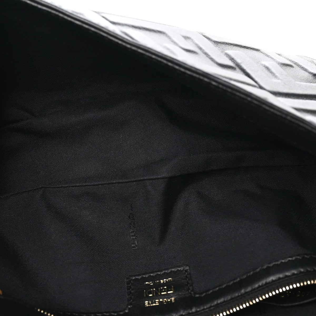Fendi Nappa FF 1974 Embossed Baguette Black