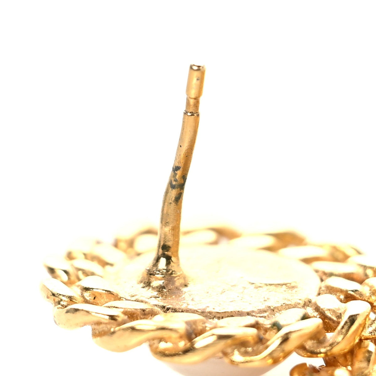 Chanel Metal Pearl CC Chain Drop Earrings Gold