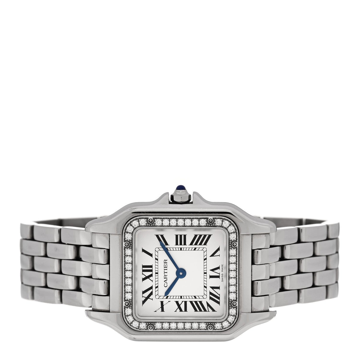 Cartier Stainless Steel Diamond 27mm Panthere Quartz Watch White