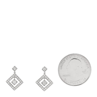 Tiffany Platinum Diamond Legacy Square Open Drop Earrings