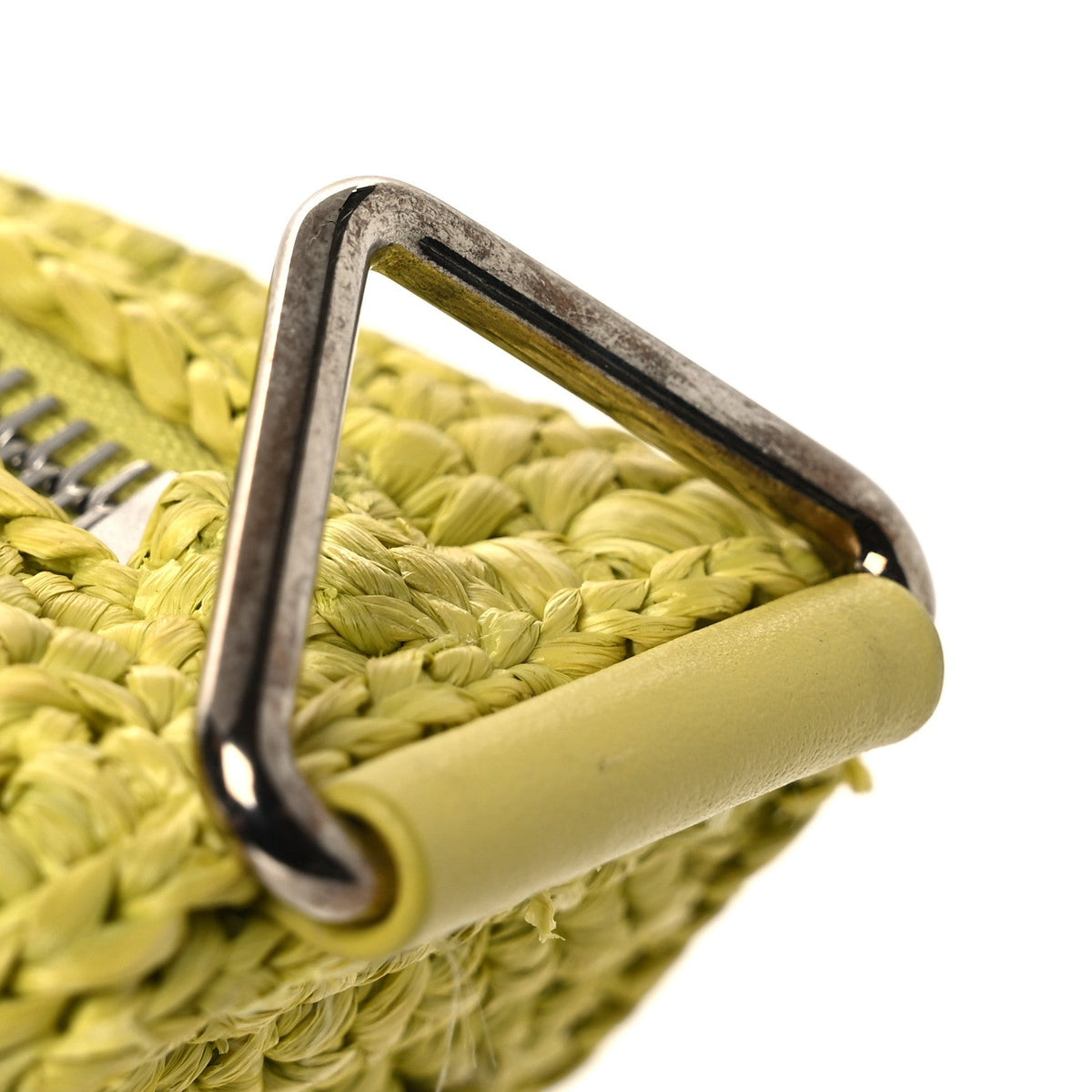 Prada Yarn Raffia Effect Crochet Triangle Shoulder Bag Giallo 1857168