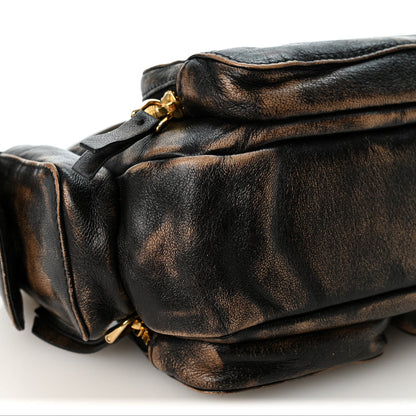 Miu Miu Distressed Nappa Pocket Bag Sand Coffee