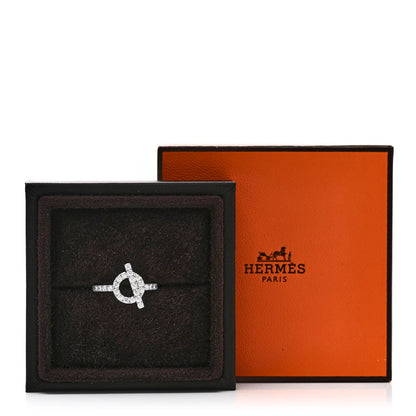 Hermes 18K White Gold Diamond Finesse Ring 49 4.75