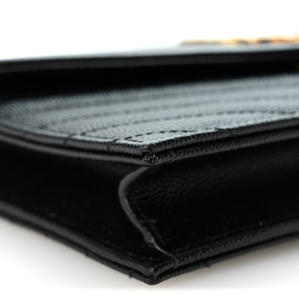 Saint Laurent Grain De Poudre Matelasse Monogram Chain Wallet Black