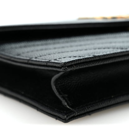 Saint Laurent Grain De Poudre Matelasse Monogram Chain Wallet Black