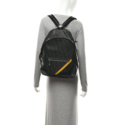 Fendi Glazed Fabric Vitello King FF 1974 Medium Chiodo Backpack Black Sunflower