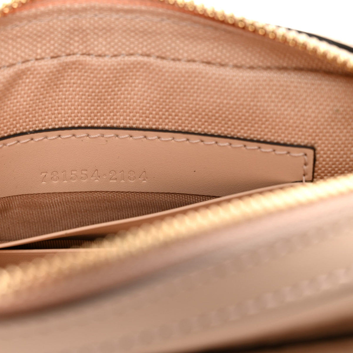Gucci Calfskin GG Super Mini Debossed Chain Wallet Light Beige