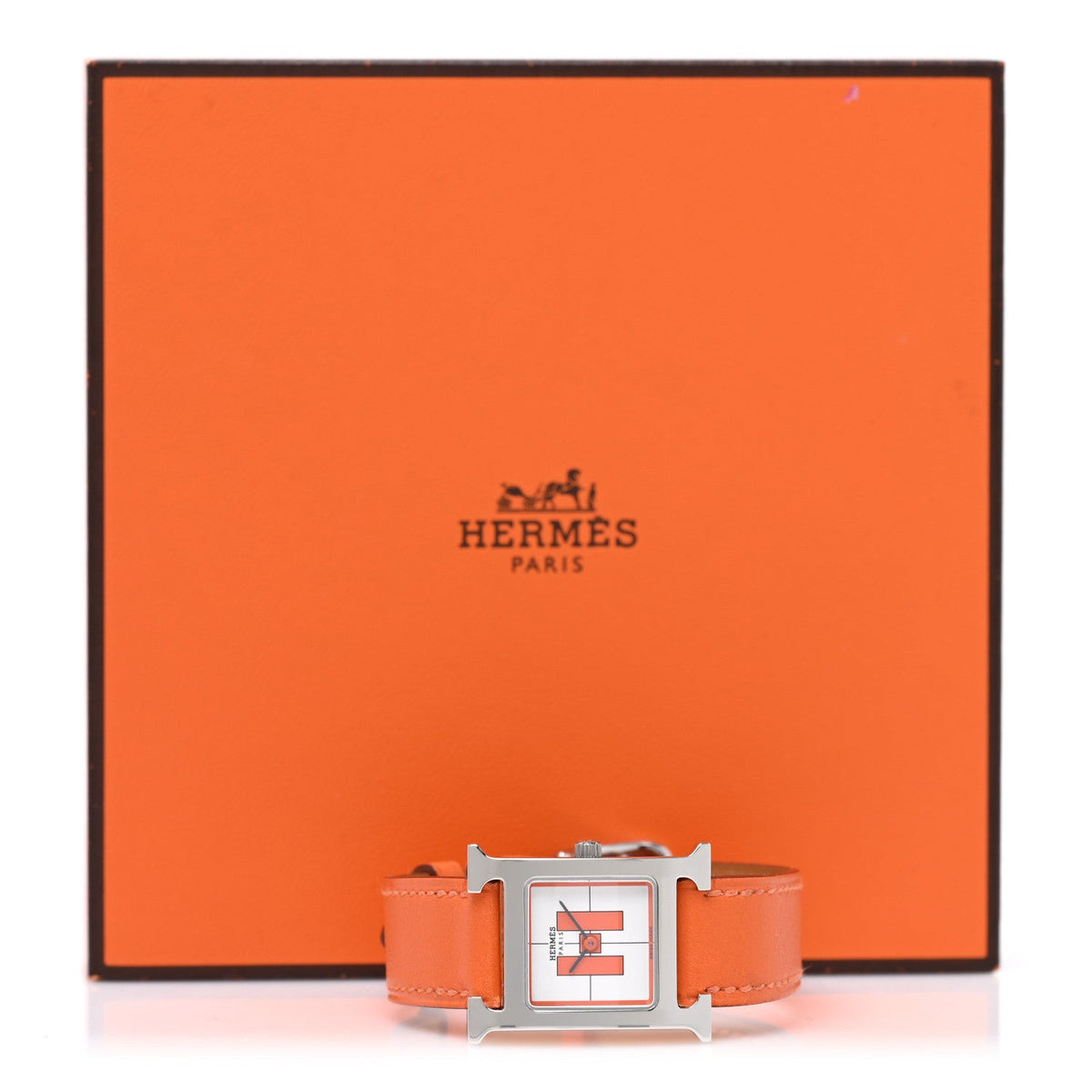 Hermes Stainless Steel Swift 21mm Heure H Watch Orange 1844390