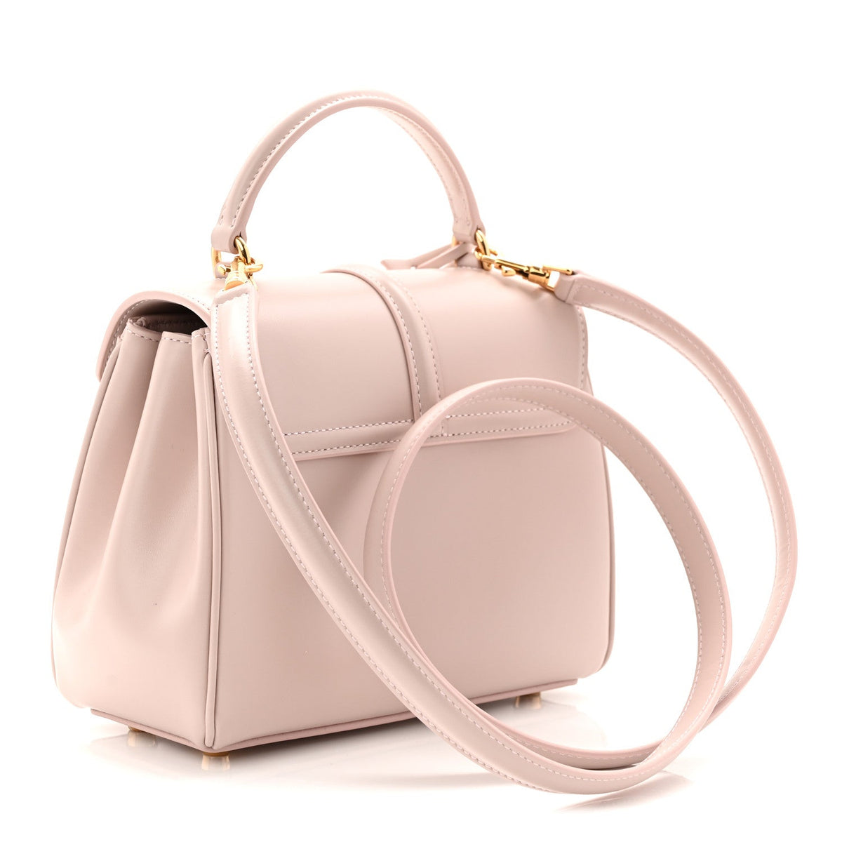 Celine Satinated Calfskin Mini 16 Top Handle Bag Bleached Pink