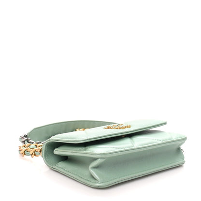 Chanel Lambskin Quilted 19 Flap Phone Holder With Chain Green 1986333
