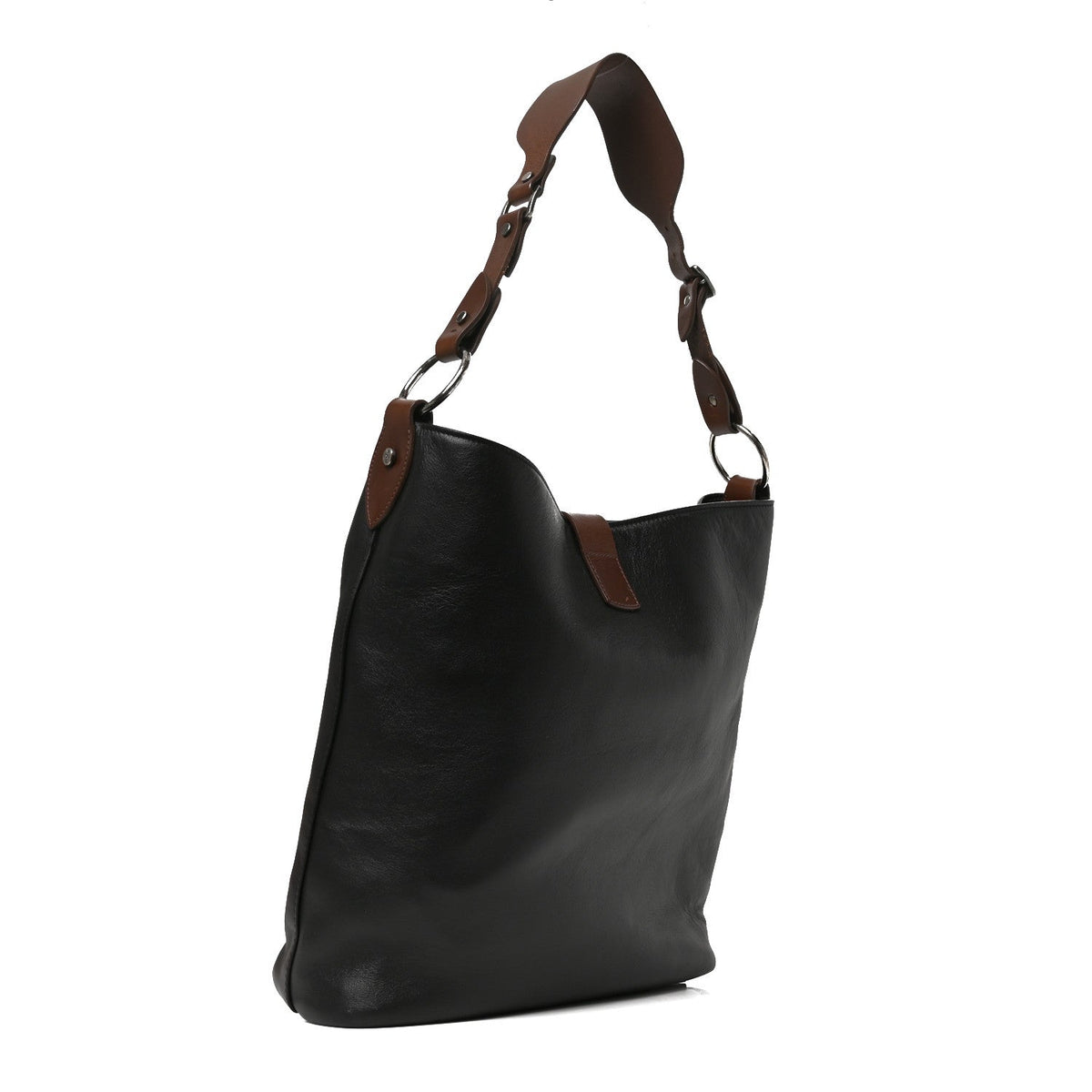 Saint Laurent Calfskin Ring Tote Black Brown