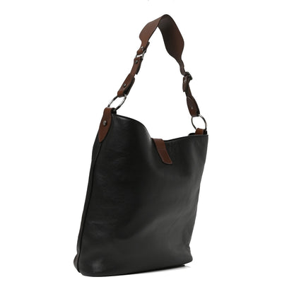 Saint Laurent Calfskin Ring Tote Black Brown