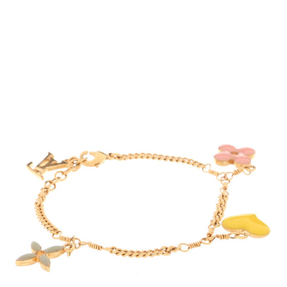 Louis Vuitton Brass Sweet Monogram Charm Bracelet Gold Multicolor