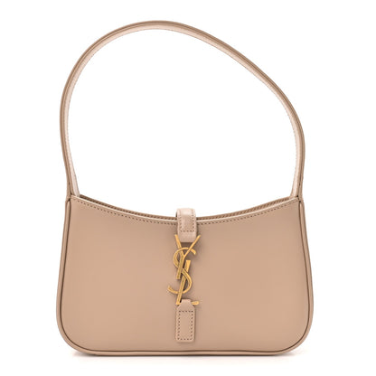 Saint Laurent Vegetable Calfskin Mini Le 5 À 7 Hobo Dark Beige