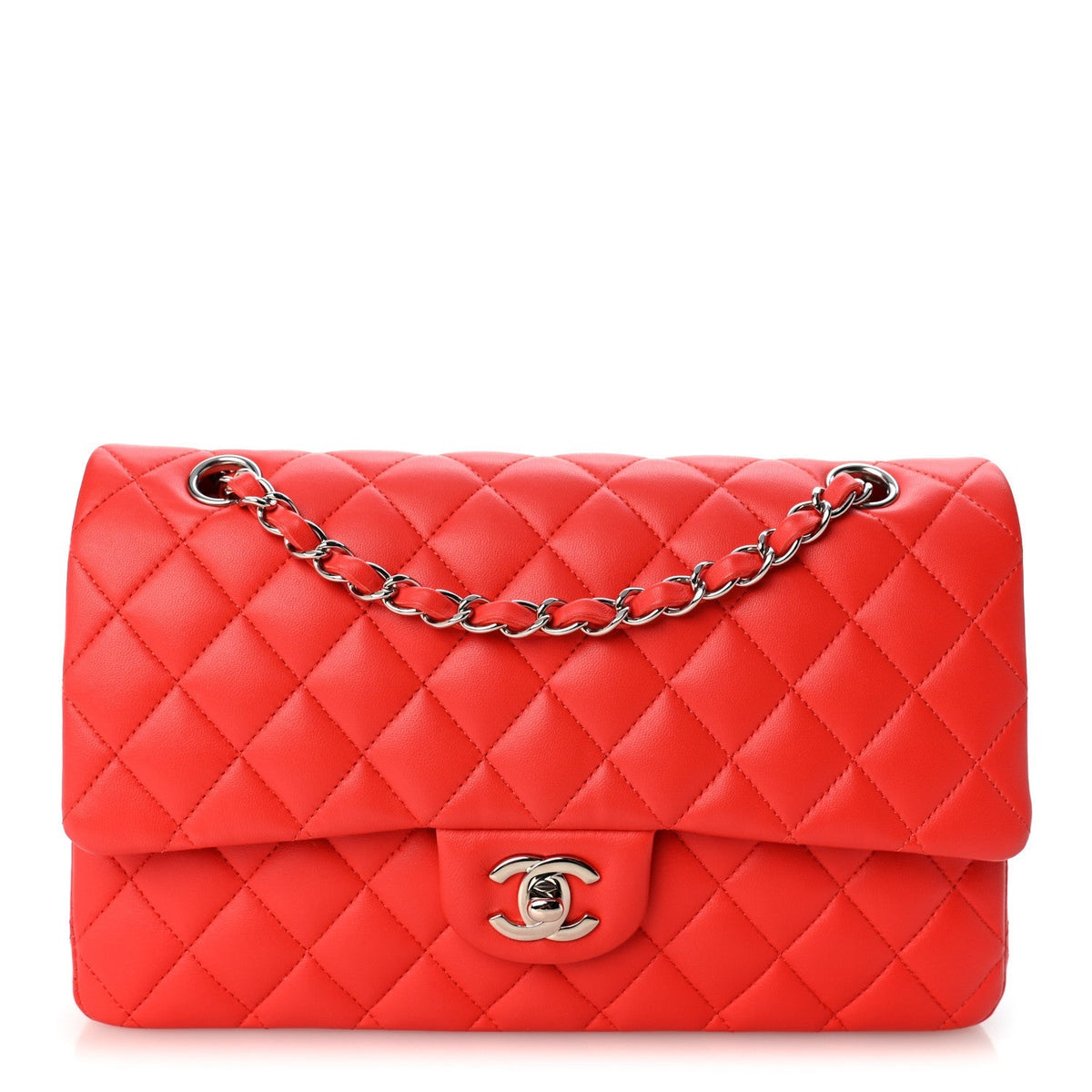 Chanel Lambskin Quilted Medium Double Flap Red