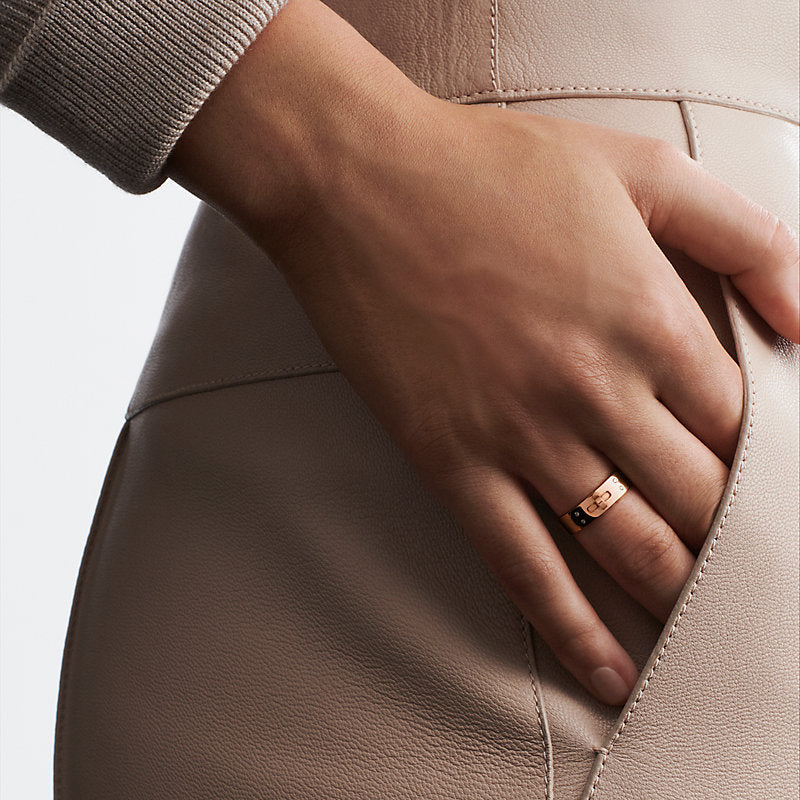 Rose Gold Diamonds Hermes Kelly Small Model Ring