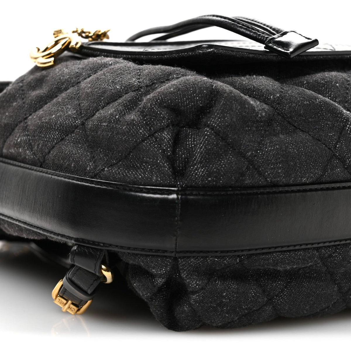 Chanel Denim Calfskin Quilted Backpack Dark Grey Black