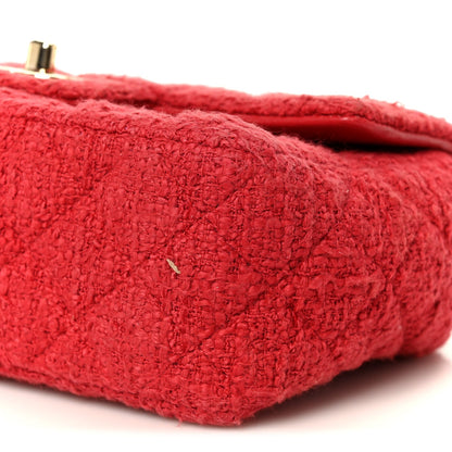 Chanel Tweed Quilted Mini Rectangular Flap Red
