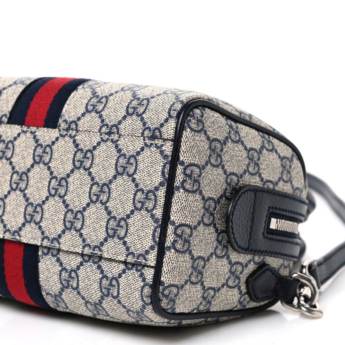 Gucci GG Supreme Calfskin Mini Ophidia Top Handle Bag Beige Blue