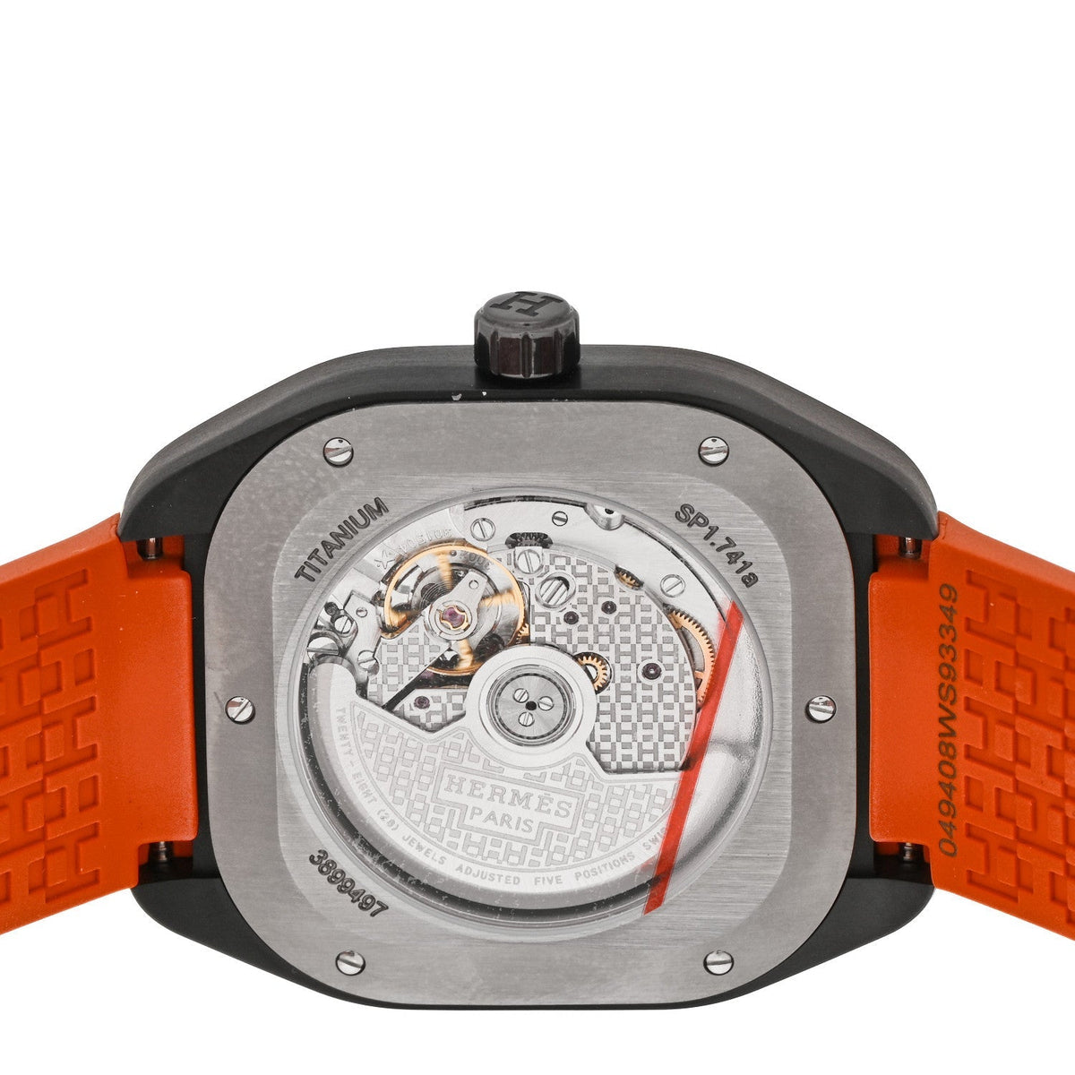 Hermes DLC Coated Titanium Rubber 39mm H08 Automatic Watch Orange