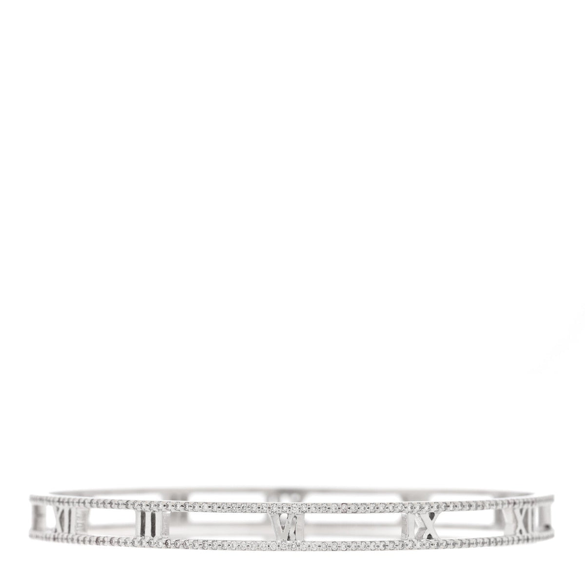 Tiffany 18K White Gold Diamond Atlas Open Bangle Bracelet