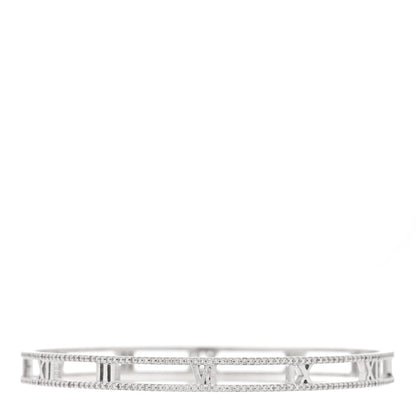 Tiffany 18K White Gold Diamond Atlas Open Bangle Bracelet