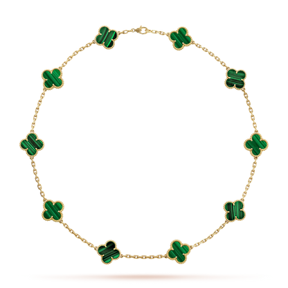 18K Gold Malachite VCA Vintage Alhambra Necklace