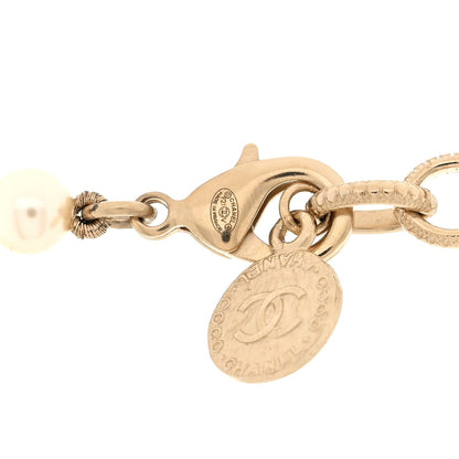 Chanel Pearl Crystal CC 100th Anniversary Necklace Light Gold