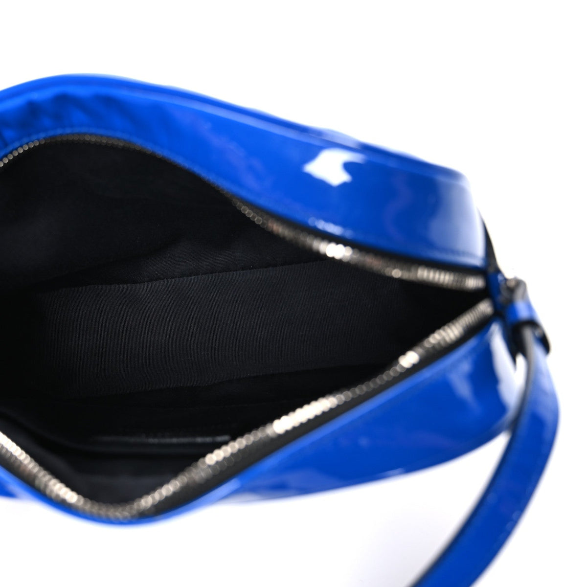 Saint Laurent Patent Calfskin Matelasse Monogram Lou Camera Bag Royal Blue