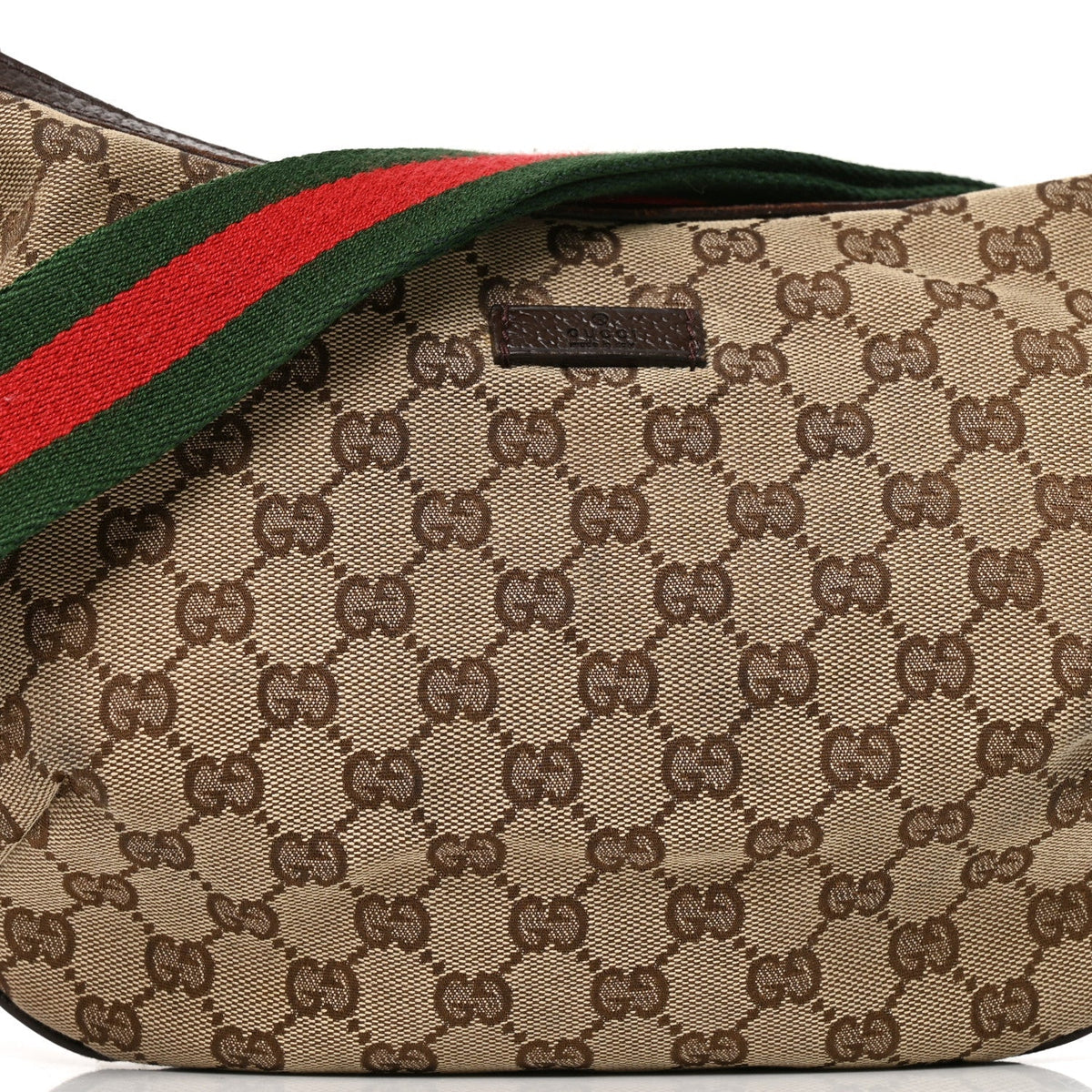 Gucci GG Monogram Web Medium Half Moon Hobo Dark Brown