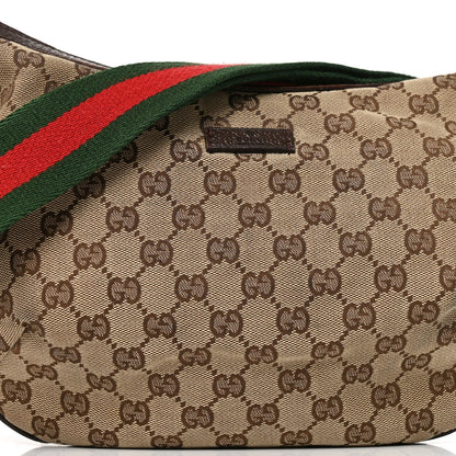 Gucci GG Monogram Web Medium Half Moon Hobo Dark Brown
