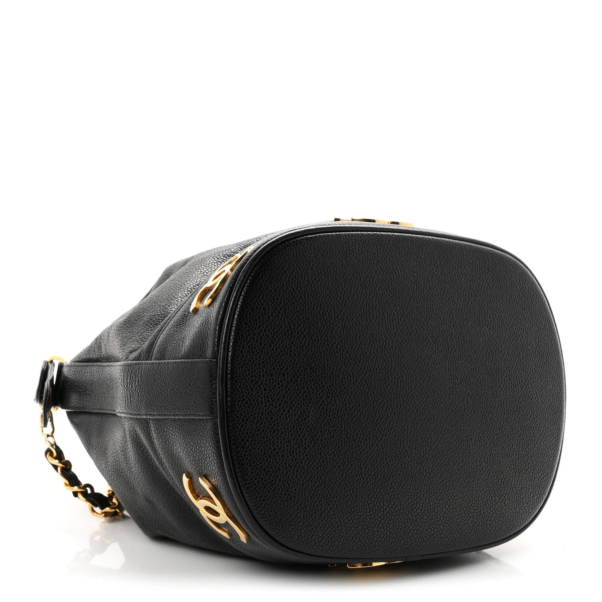 Chanel Caviar CC Drawstring Shoulder Bag Black 1951318