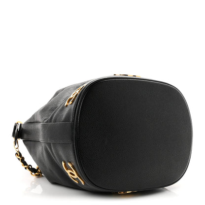 Chanel Caviar CC Drawstring Shoulder Bag Black 1951318