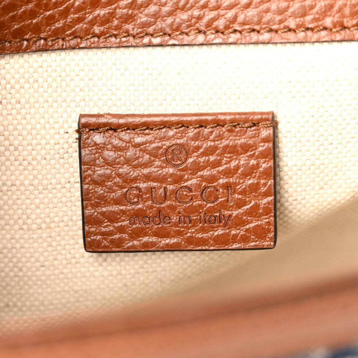 Gucci Denim Calfskin Mini Horsebit 1955 Shoulder Bag Blue Tea Cuir