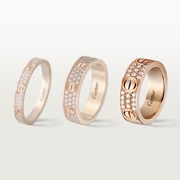 18K Rose Gold Diamonds Cartier Love Ring