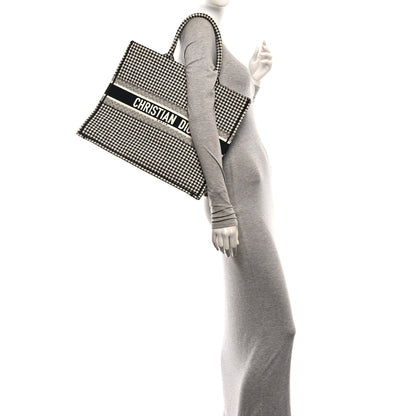 Christian Dior Canvas Houndstooth Large Book Tote Black White 1985403