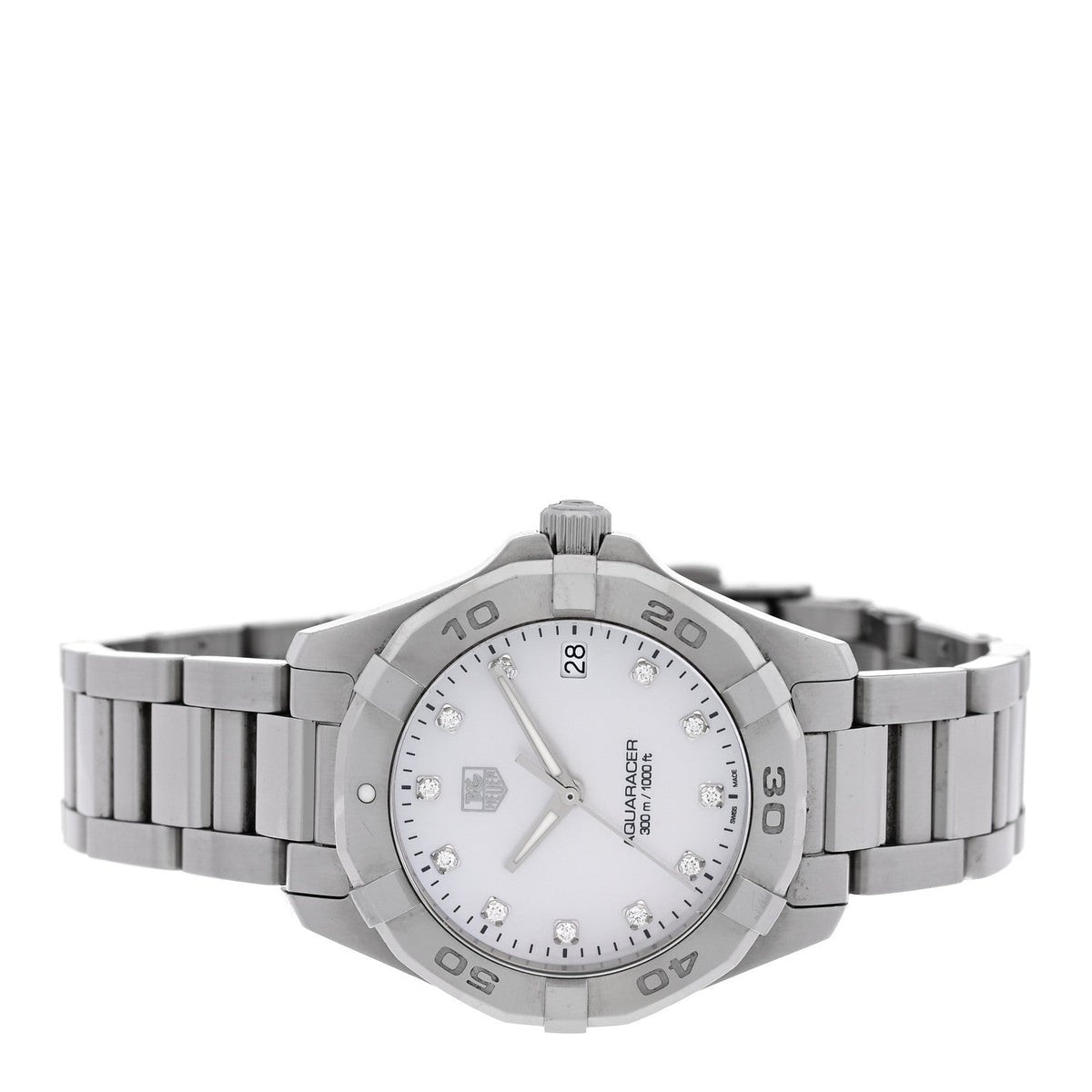 Tag Heuer Stainless Steel Diamond 33mm Aquaracer Quartz Watch WAF1313