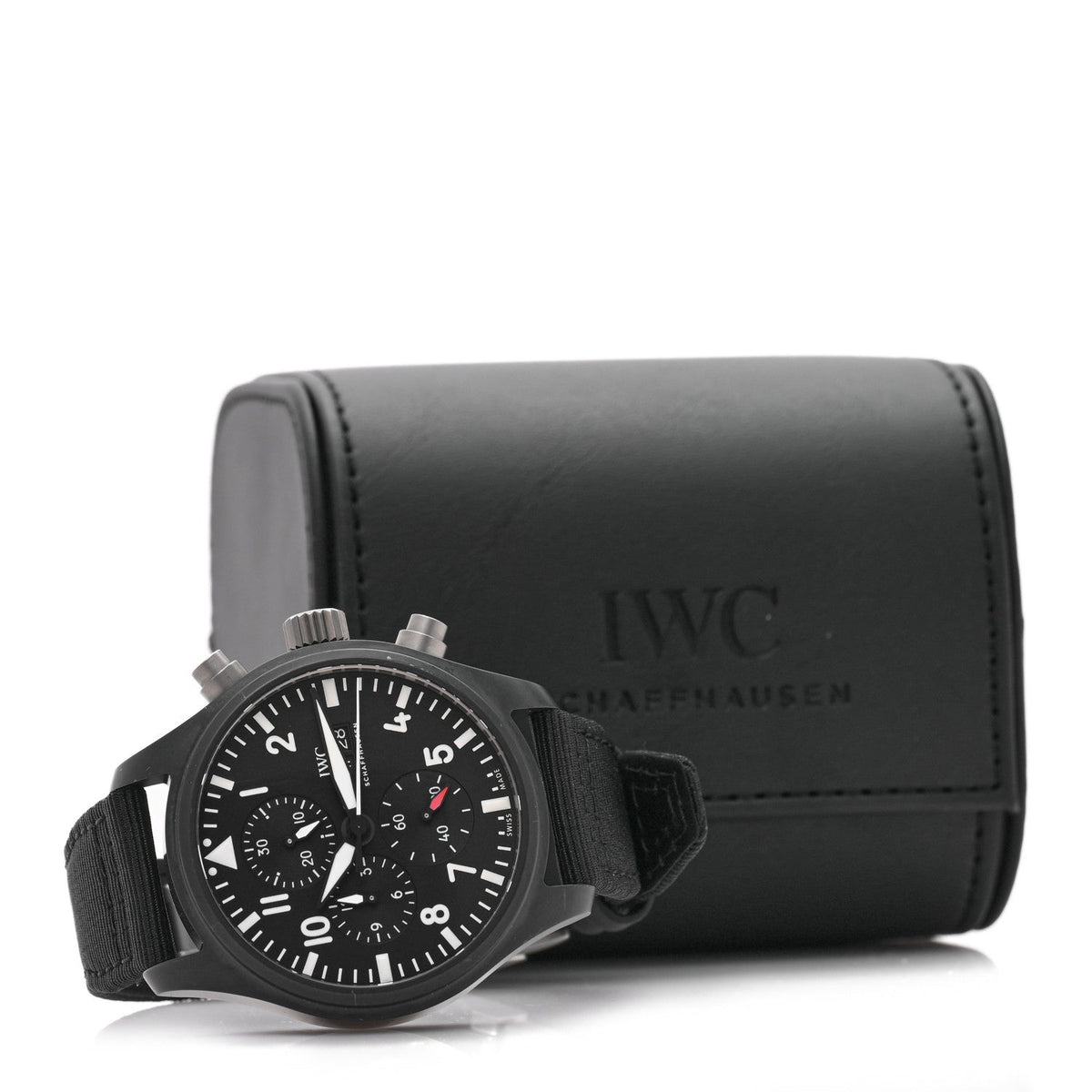 IWC Ceramic Titanium Fabric 44mm Pilot Top Gun Chronograph Automatic Watch Black IW389101