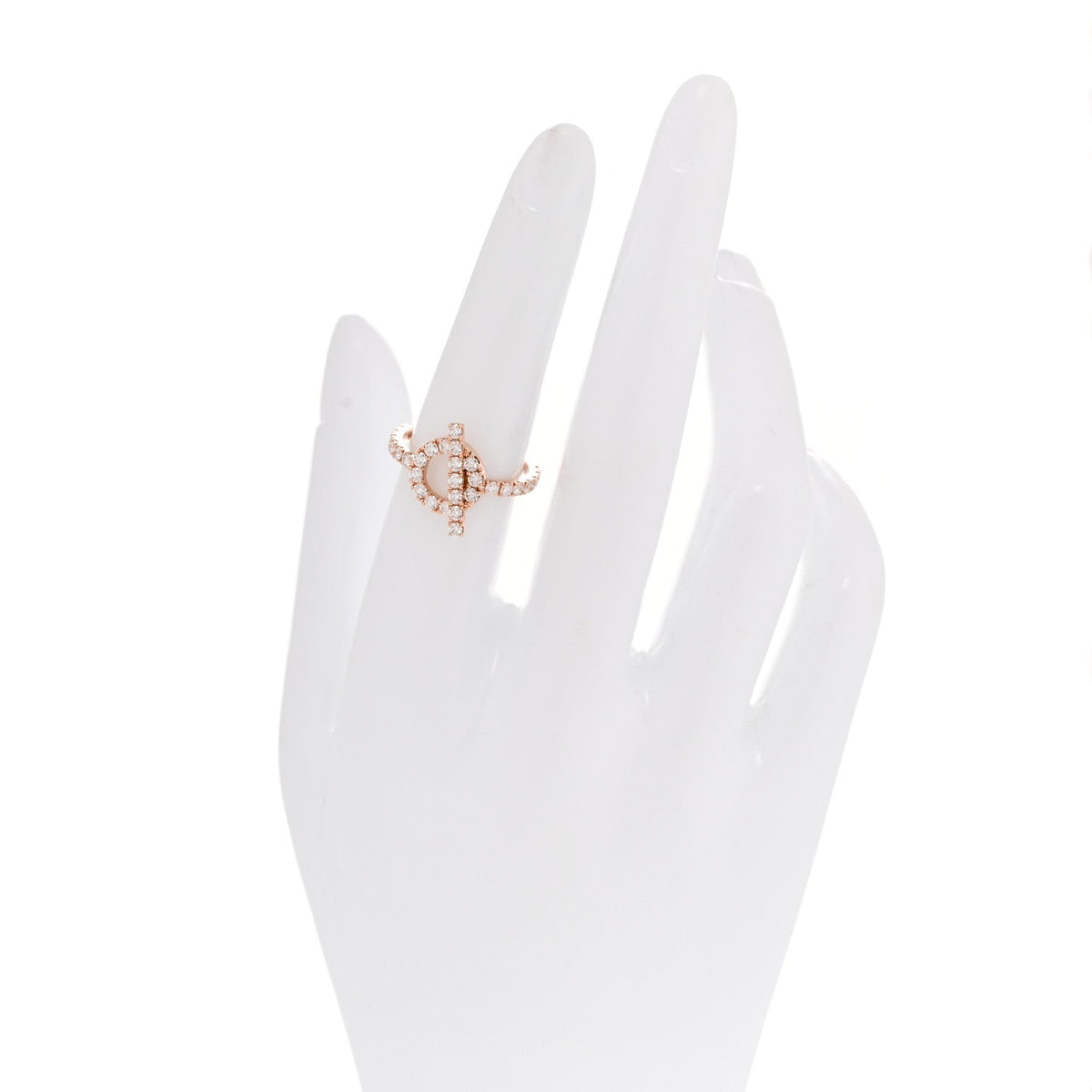 Hermes 18K Rose Gold Diamond Finesse Ring 52 6