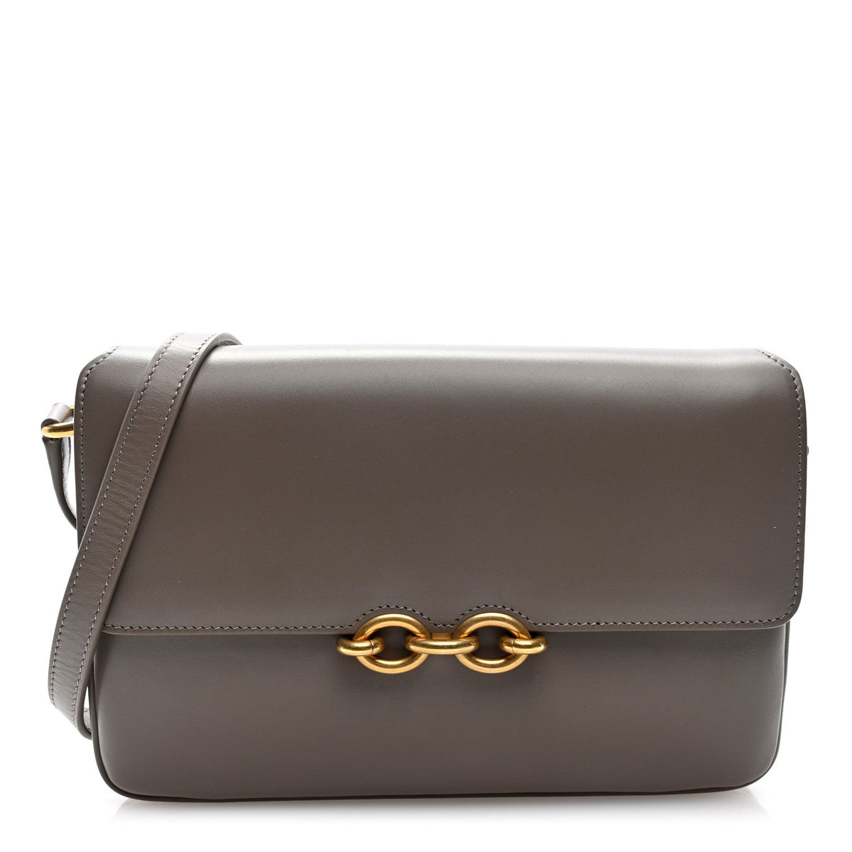 Saint Laurent Smooth Calfskin Le Maillon Satchel Greyish Brown