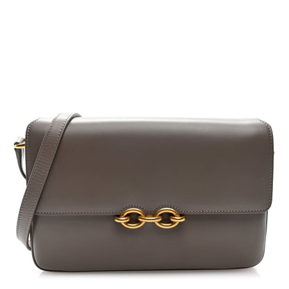 Saint Laurent Smooth Calfskin Le Maillon Satchel Greyish Brown