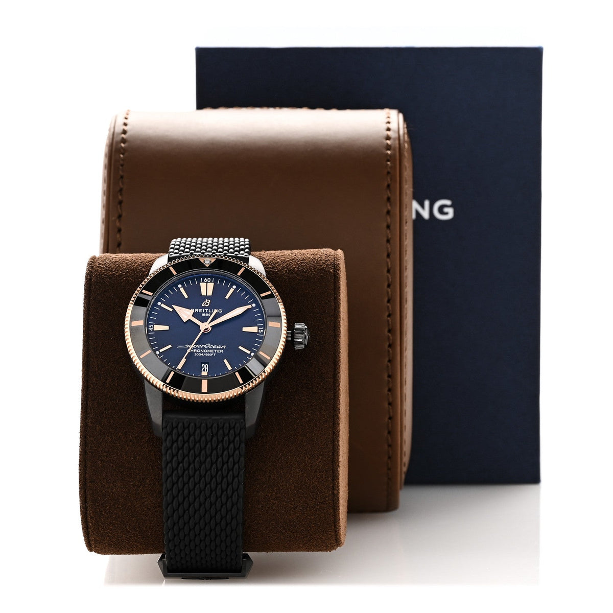 Breitling Stainless Steel 18K Rose Gold 44mm Superocean Heritage II Watch UB20303A1B1S1