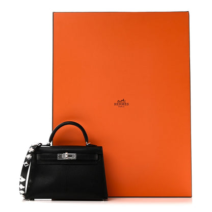 Hermes Chevre Chamkila Clou de Coeur Mini Kelly Sellier 20 Black