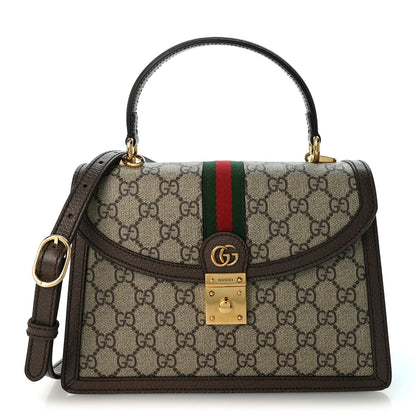 Gucci GG Supreme Calfskin Small Ophidia Padlock Bag Beige Ebony