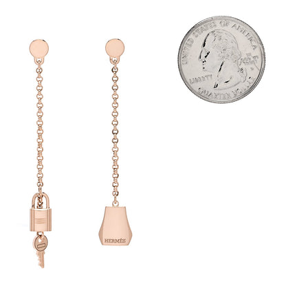 Hermes 18K Rose Gold Kelly Clochette Earrings