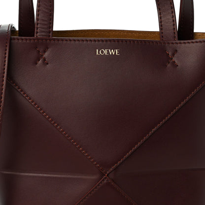 Loewe Shiny Calfskin Mini Puzzle Fold Tote Burgundy