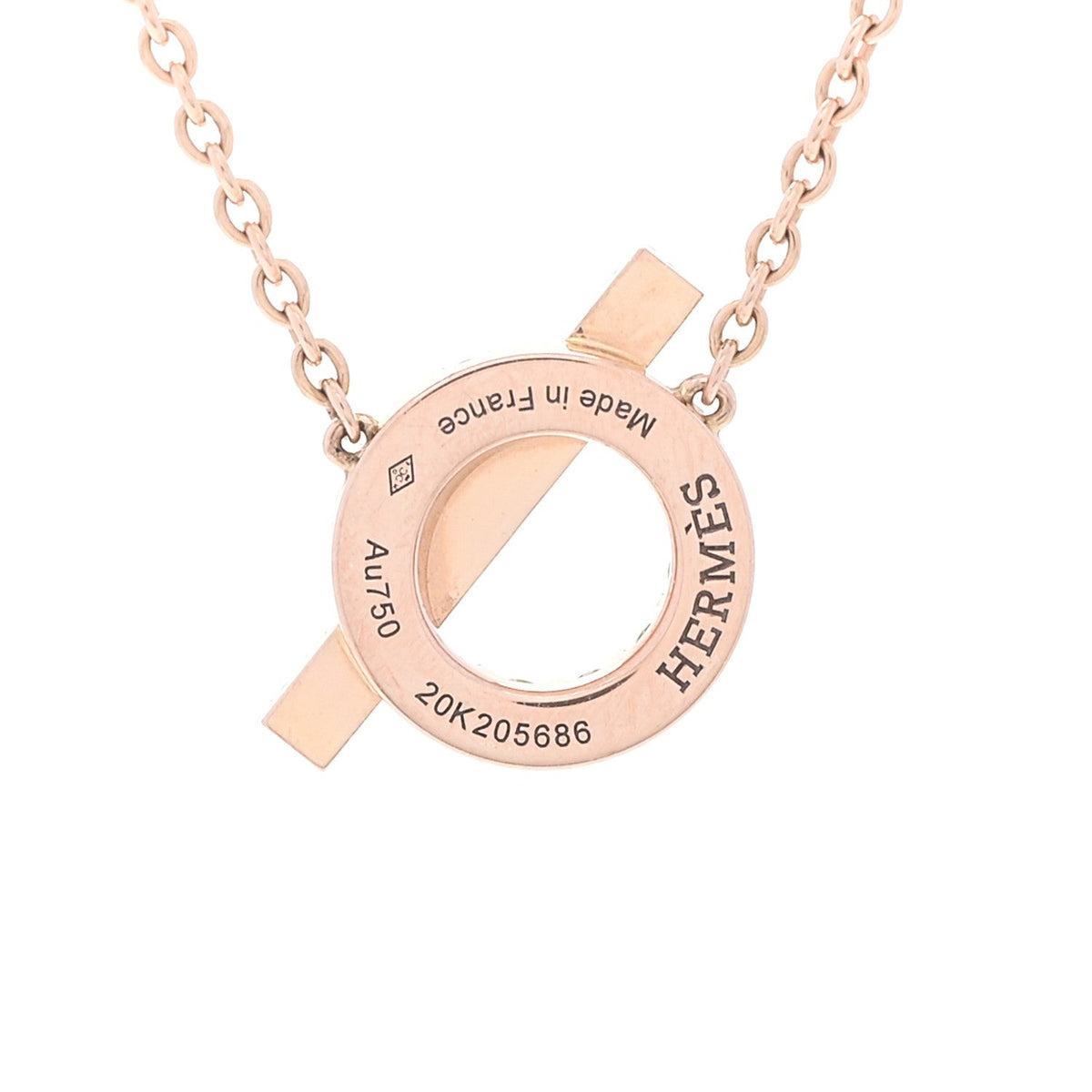 Hermes 18K Rose Gold Green Sapphire Finesse Pendant Necklace
